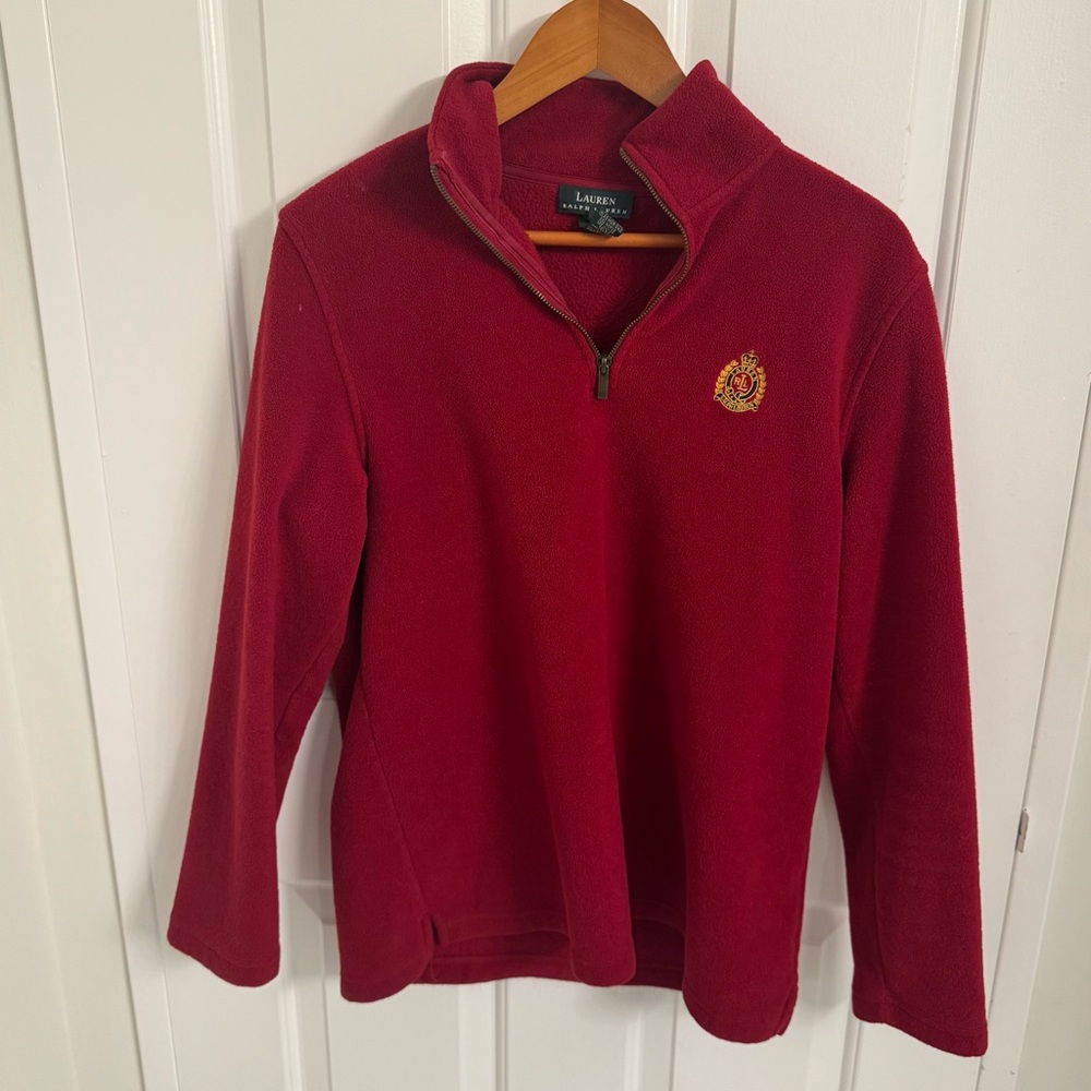 vintage Lauren Ralph Lauren red quarter-zip fleece sweatshirt